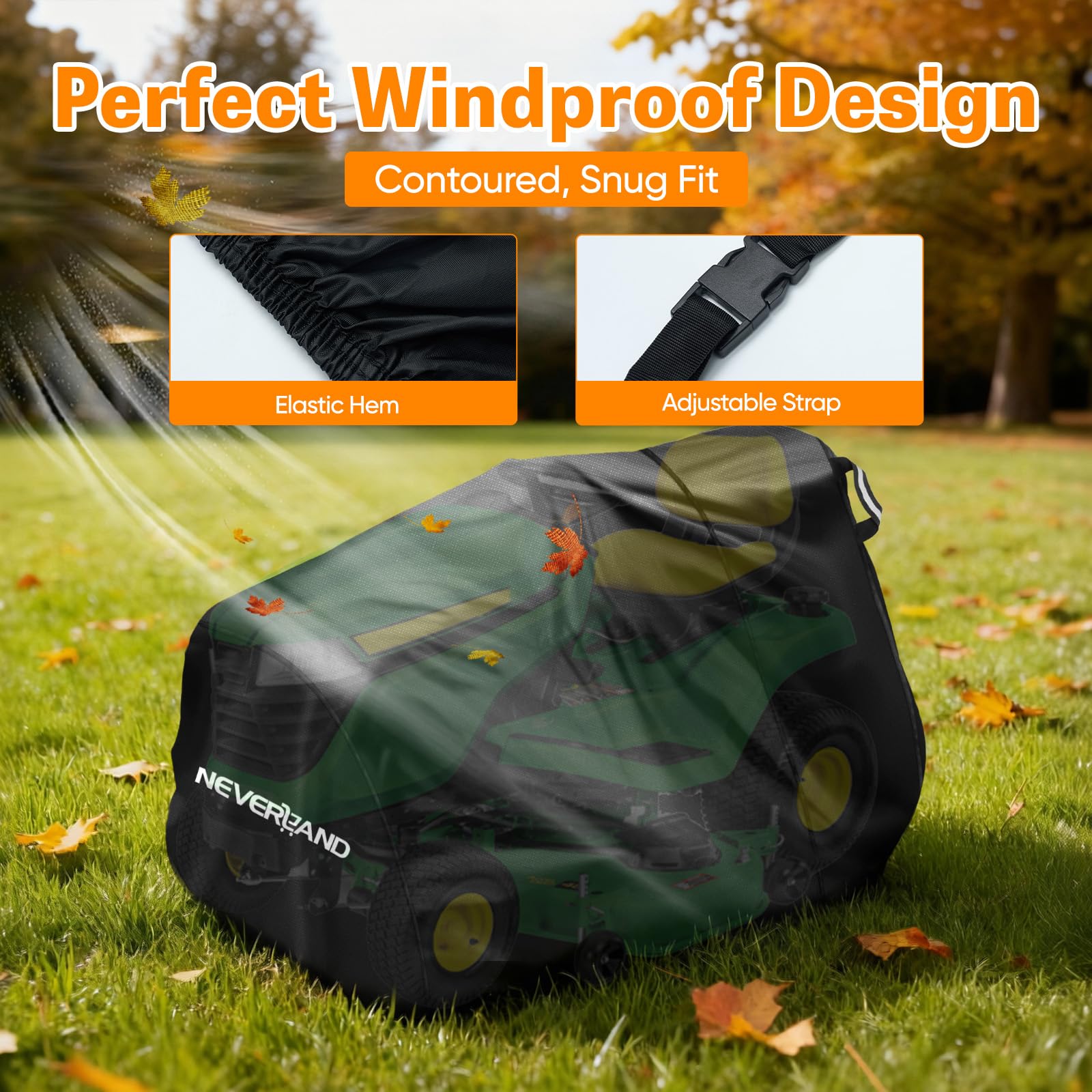 NeverLAND waterproof Oxford PU coating shields mower from rain
