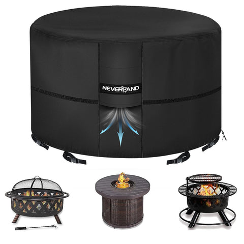 NEVERLAND round fire pit cover on a 36x24 inch pit protects from rain