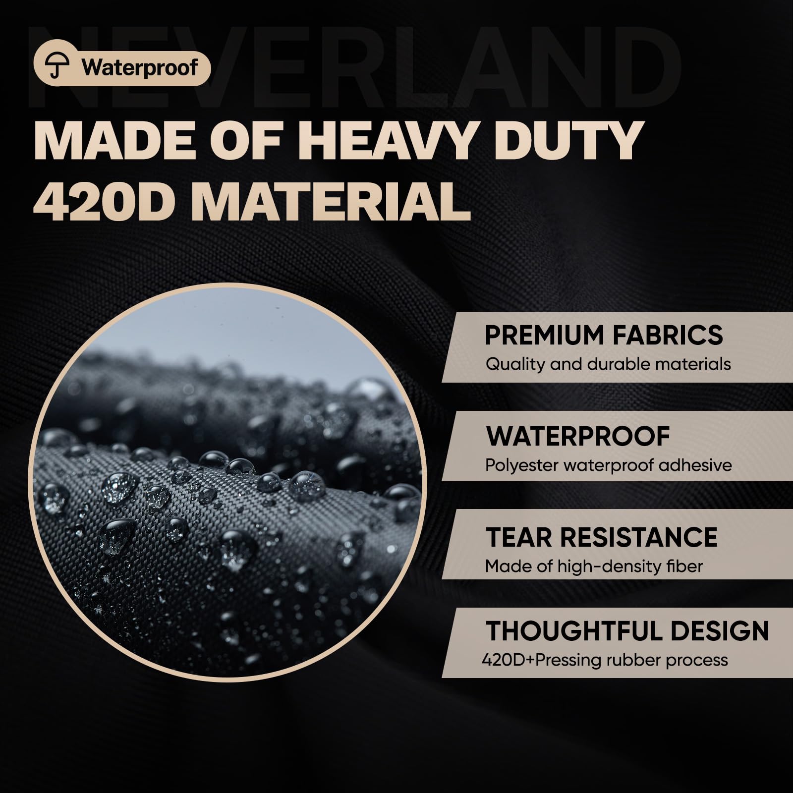 NEVERLAND zero turn mower cover side view showcasing compact, protective design.