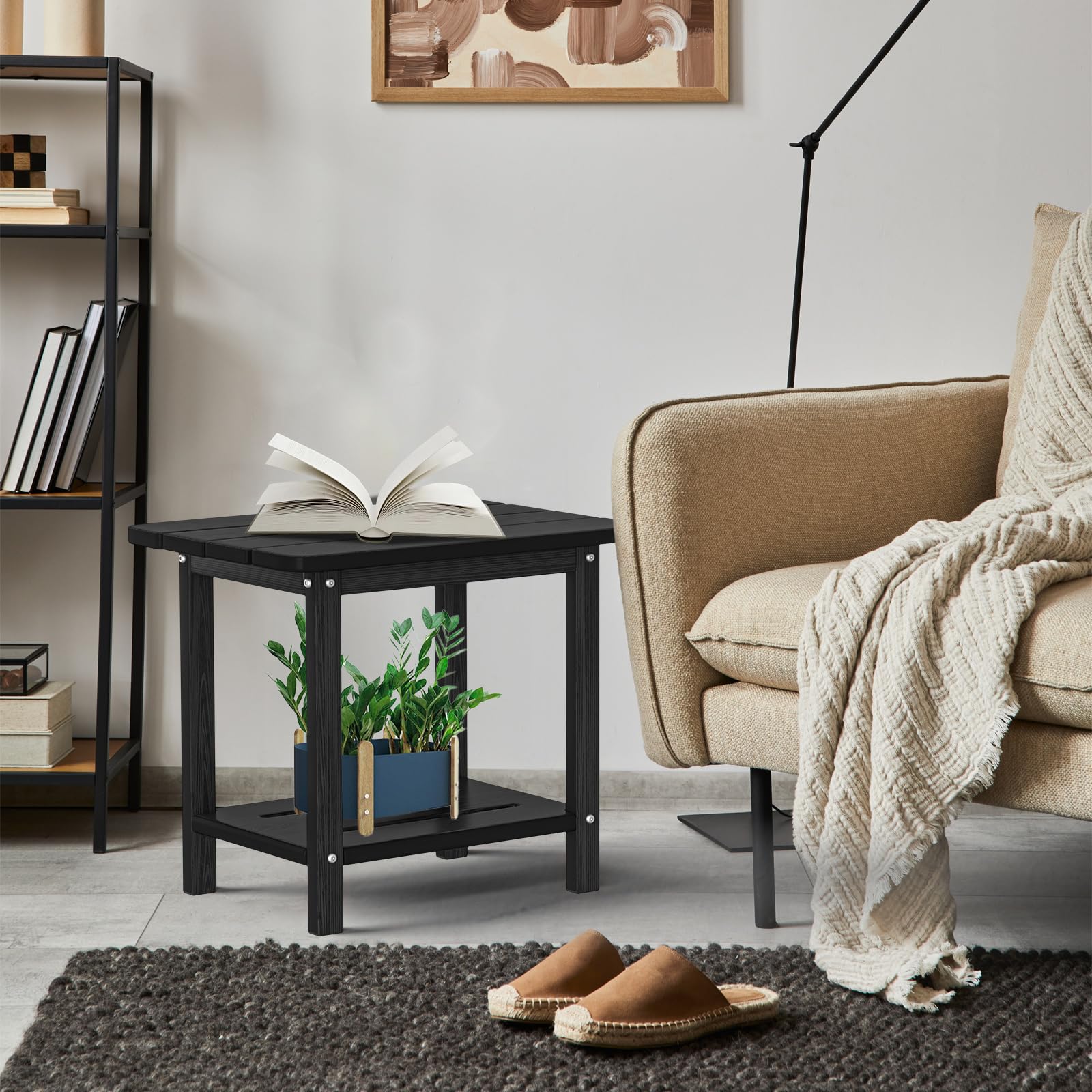 Nevilywood Adirondack square side table suitable for outdoor and indoor spaces.