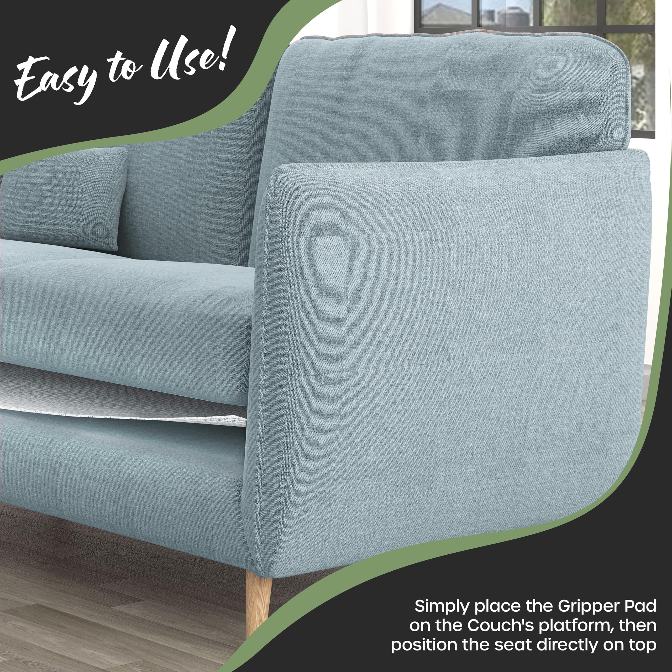 Non-slip under-cushion pad from Nevlers keeps cushions from shifting on furniture