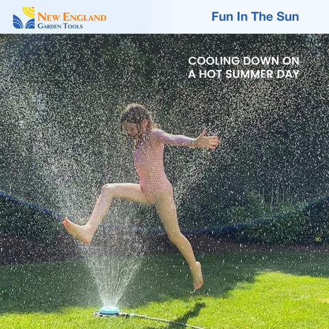 New England Garden Tools Spot Watering Sprinkler delivers up to 40 ft spray for wide yard coverage
