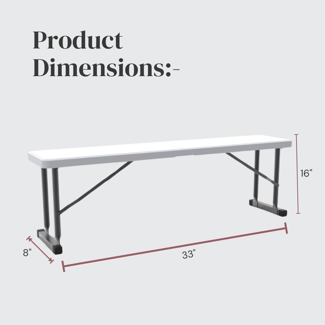 New Home Era bench with steel frame folded for compact storage.