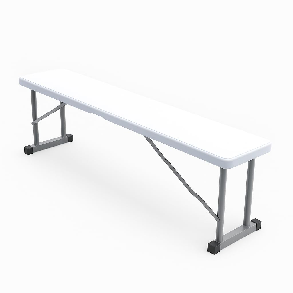 New Home Era folding bench in white resin seat offers sturdy, portable seating.