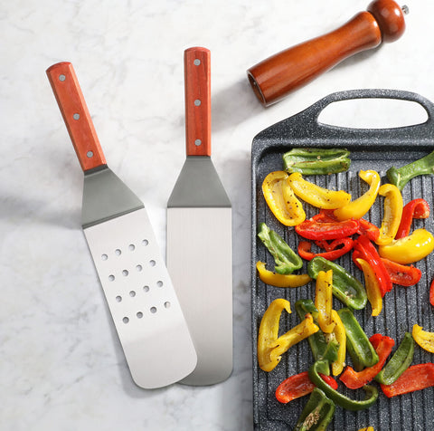 New Star 36336 full-length spatula in use over grill
