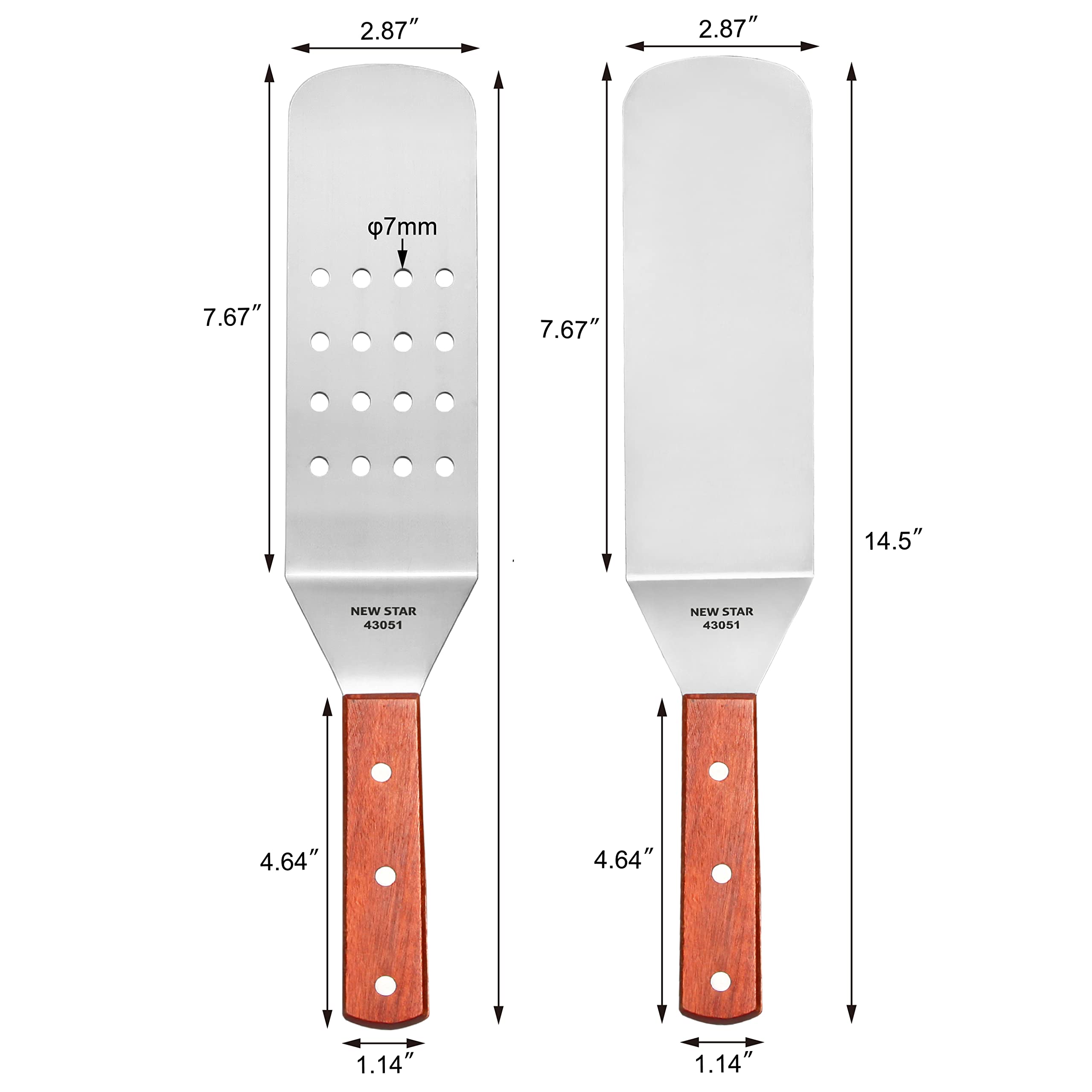 New Star 43051 wood-handle perforated spatula for draining sauces while grilling