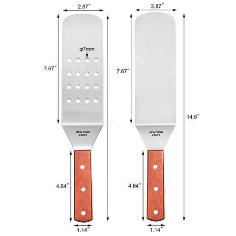 New Star 43051 wood-handle perforated spatula for draining sauces while grilling