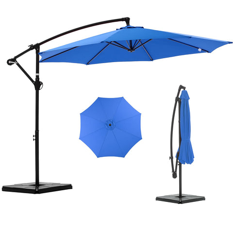 Newbulig 10ft offset patio umbrella with base included shields seating area from sun.