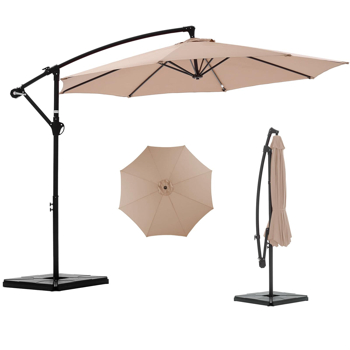 NEWBULIG 10ft patio umbrella with base included provides stable shade for outdoor gatherings.