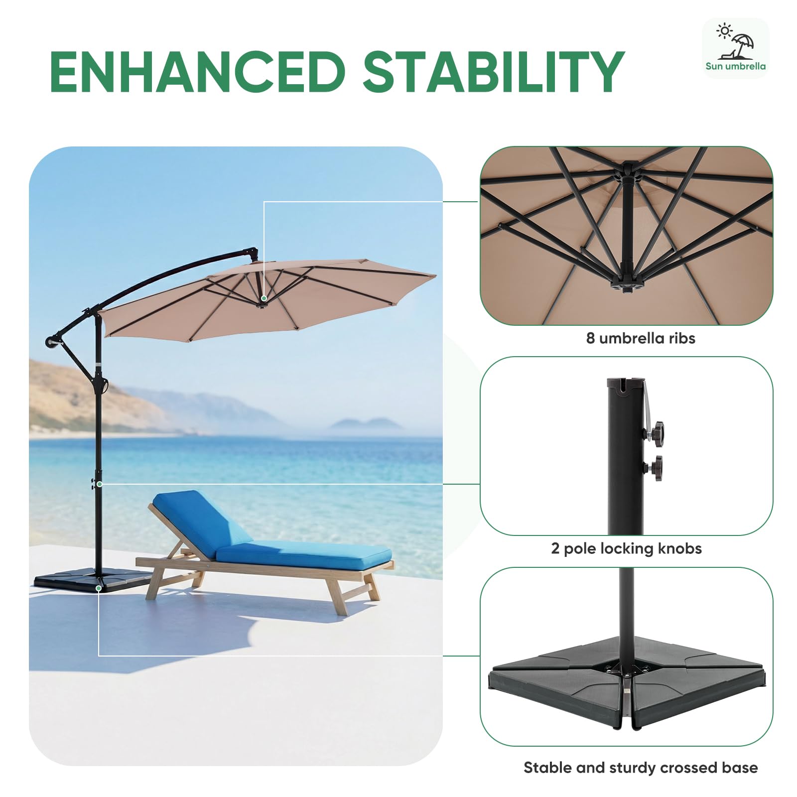 NEWBULIG eight ribs and top vent enable improved wind tolerance and stability.