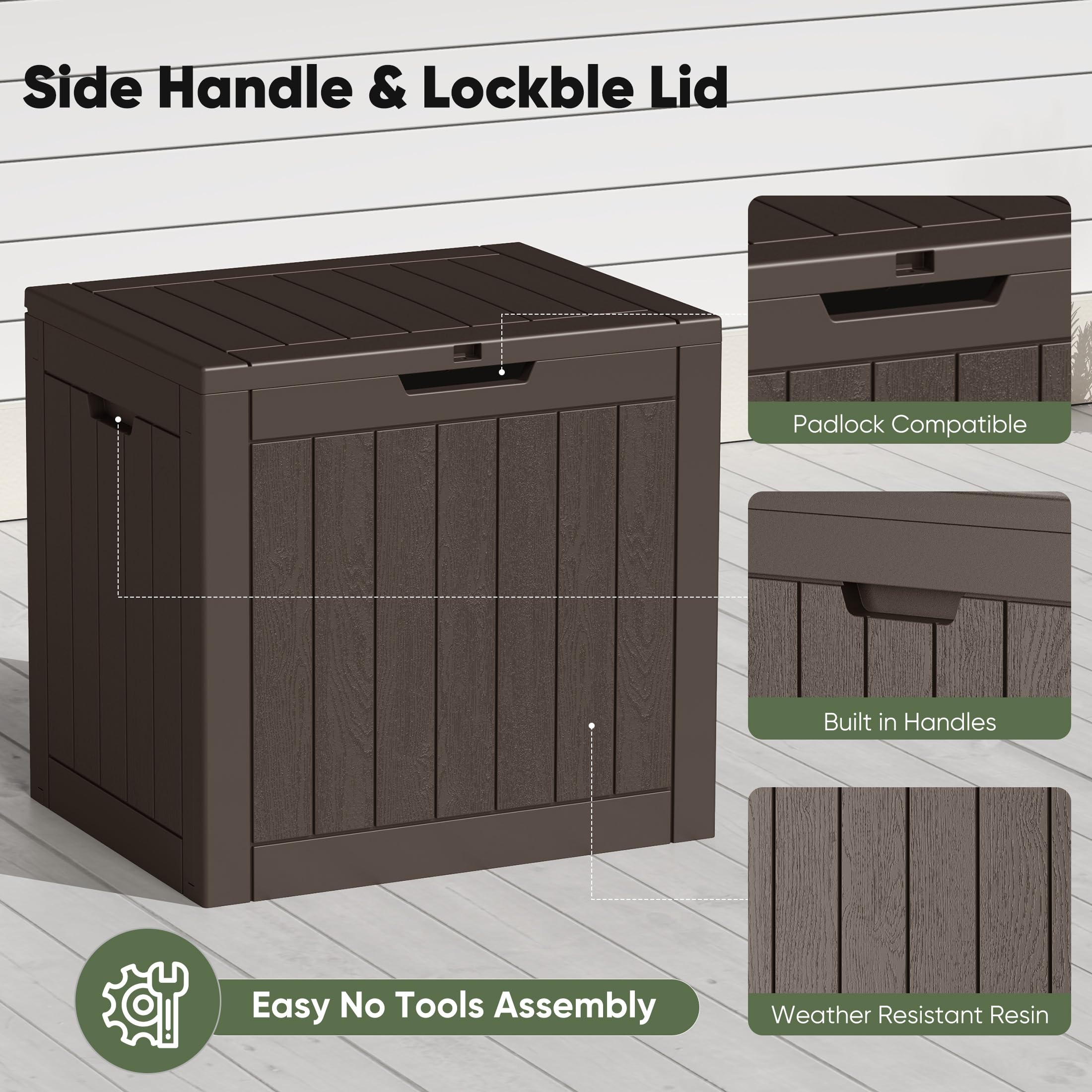 NEWBULIG deck box doubles as extra seating or table space for outdoors.