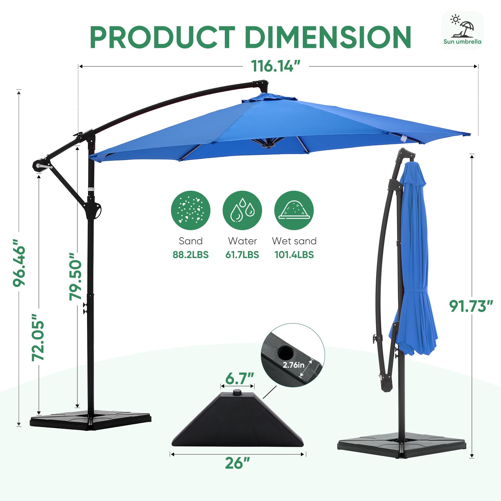 Newbulig umbrella is ideal for garden, deck, and poolside shade.