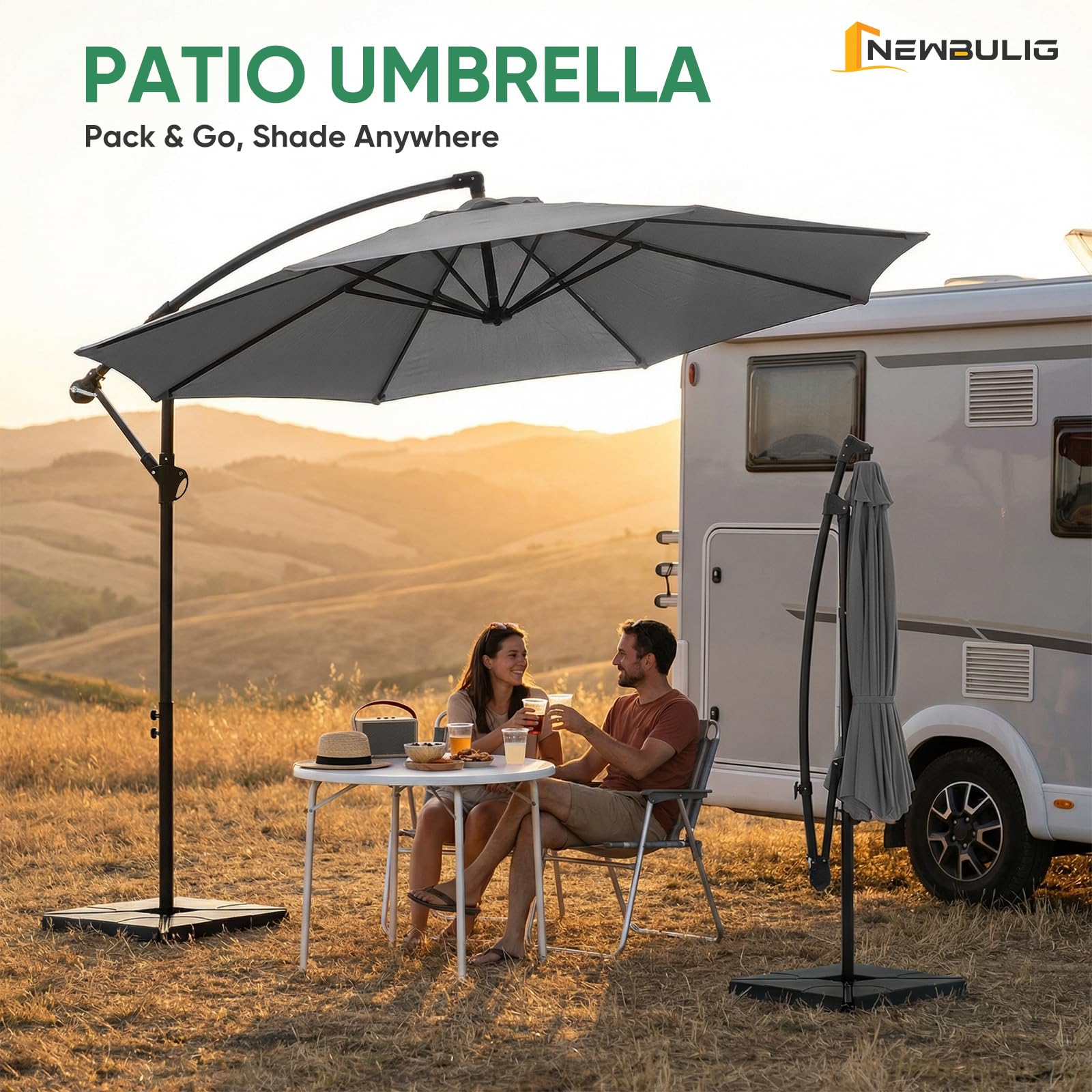 NEWBULIG gray canopy complements outdoor decor while providing shade.