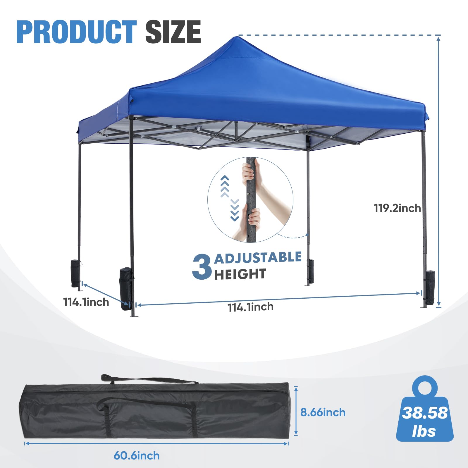 NEWBULIG heavy-duty steel frame supports sturdy shelter against sun and breeze