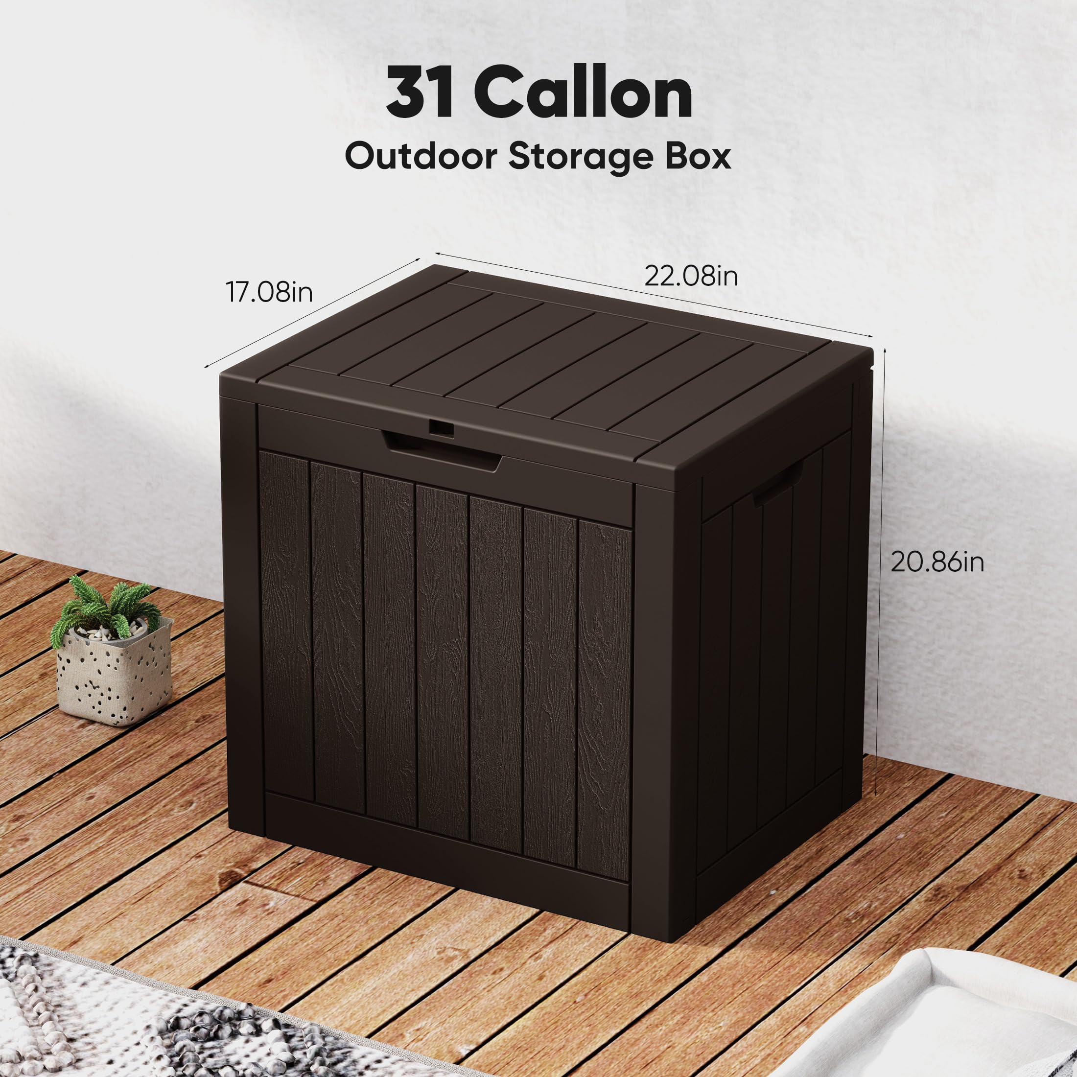 NEWBULIG lockable lid deck box secures deliveries and valuables.