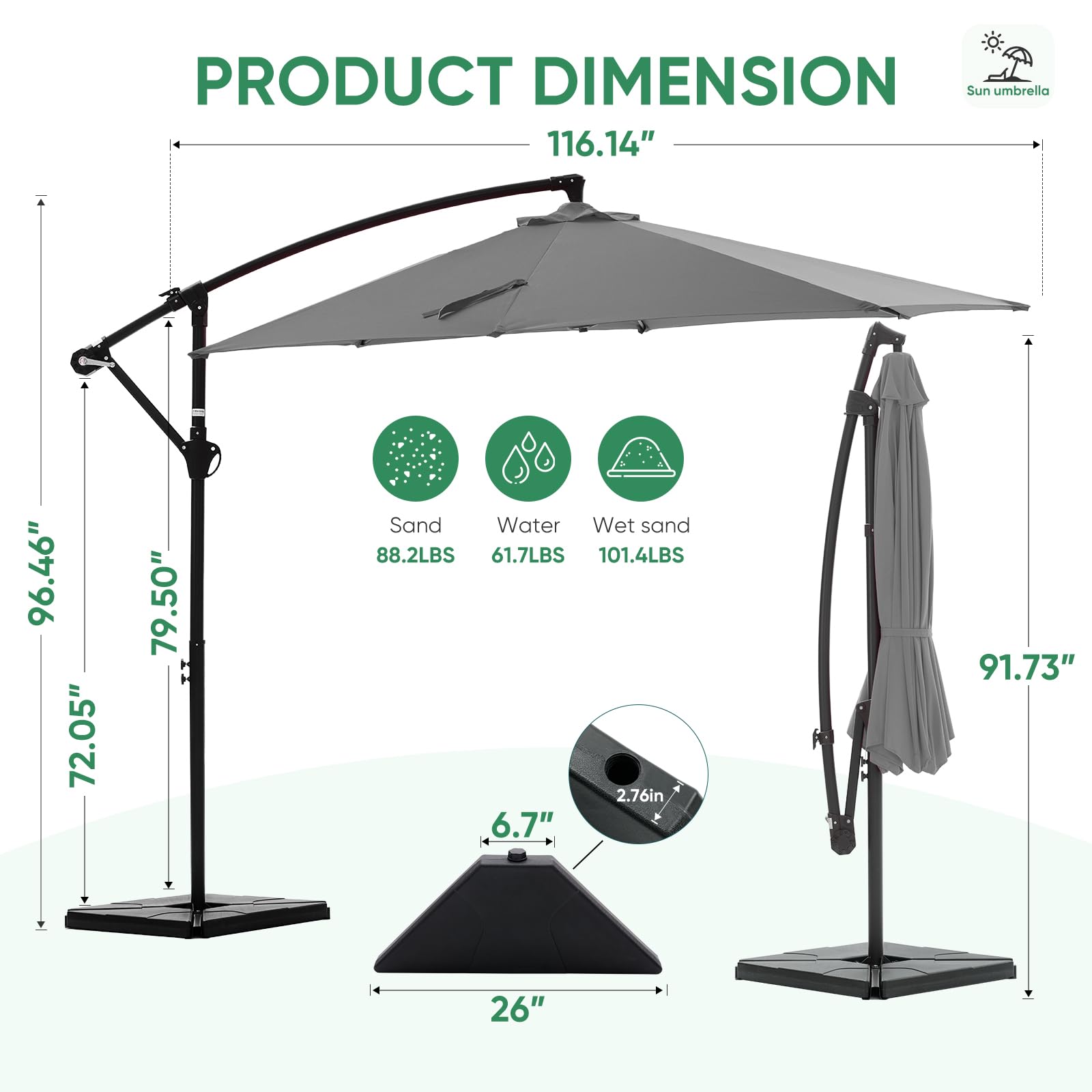 NEWBULIG portable design fits garden, deck, poolside settings.