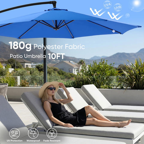 Newbulig umbrella includes bases to stabilize in breezy patios.