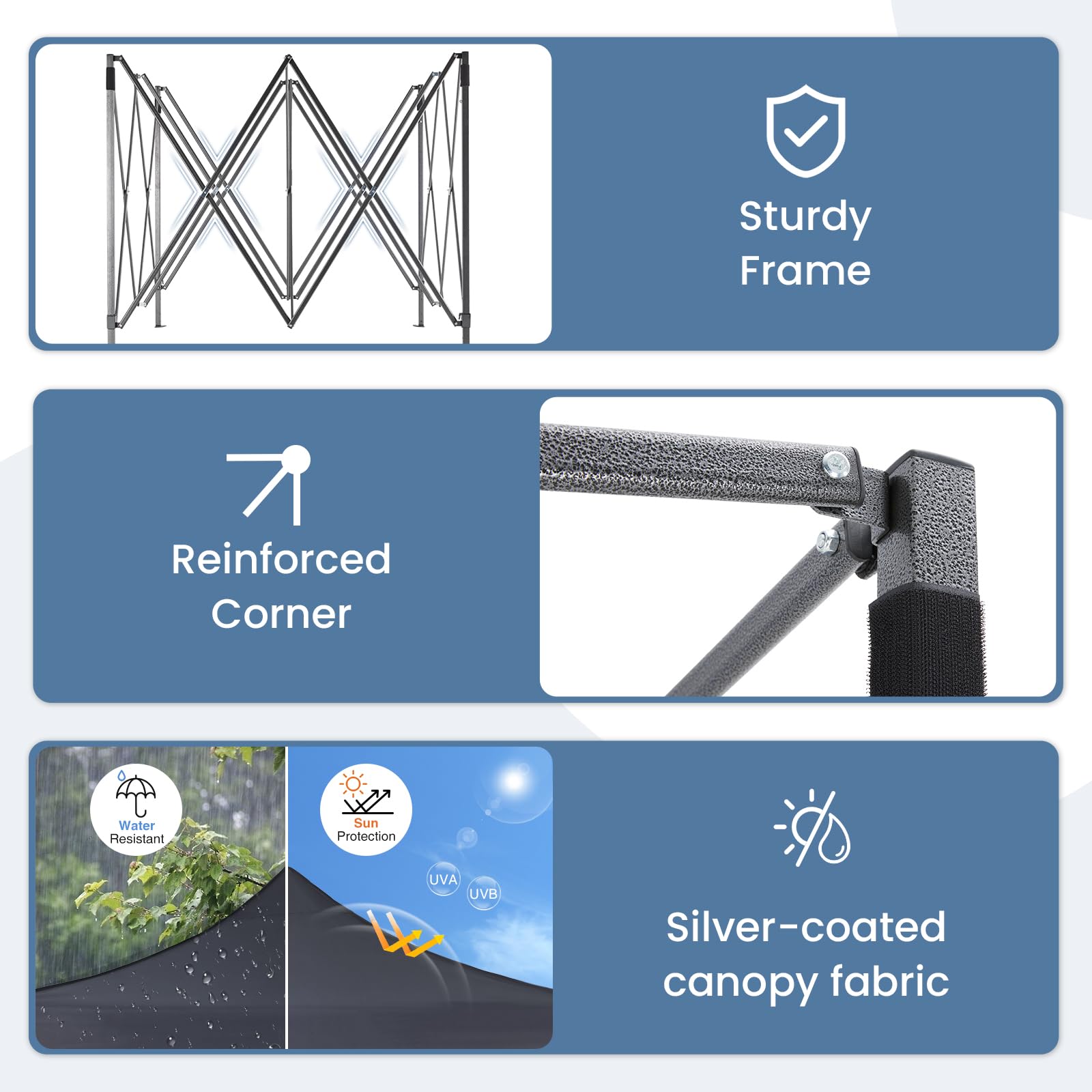 NEWBULIG thick top provides UV protection and light rain cover