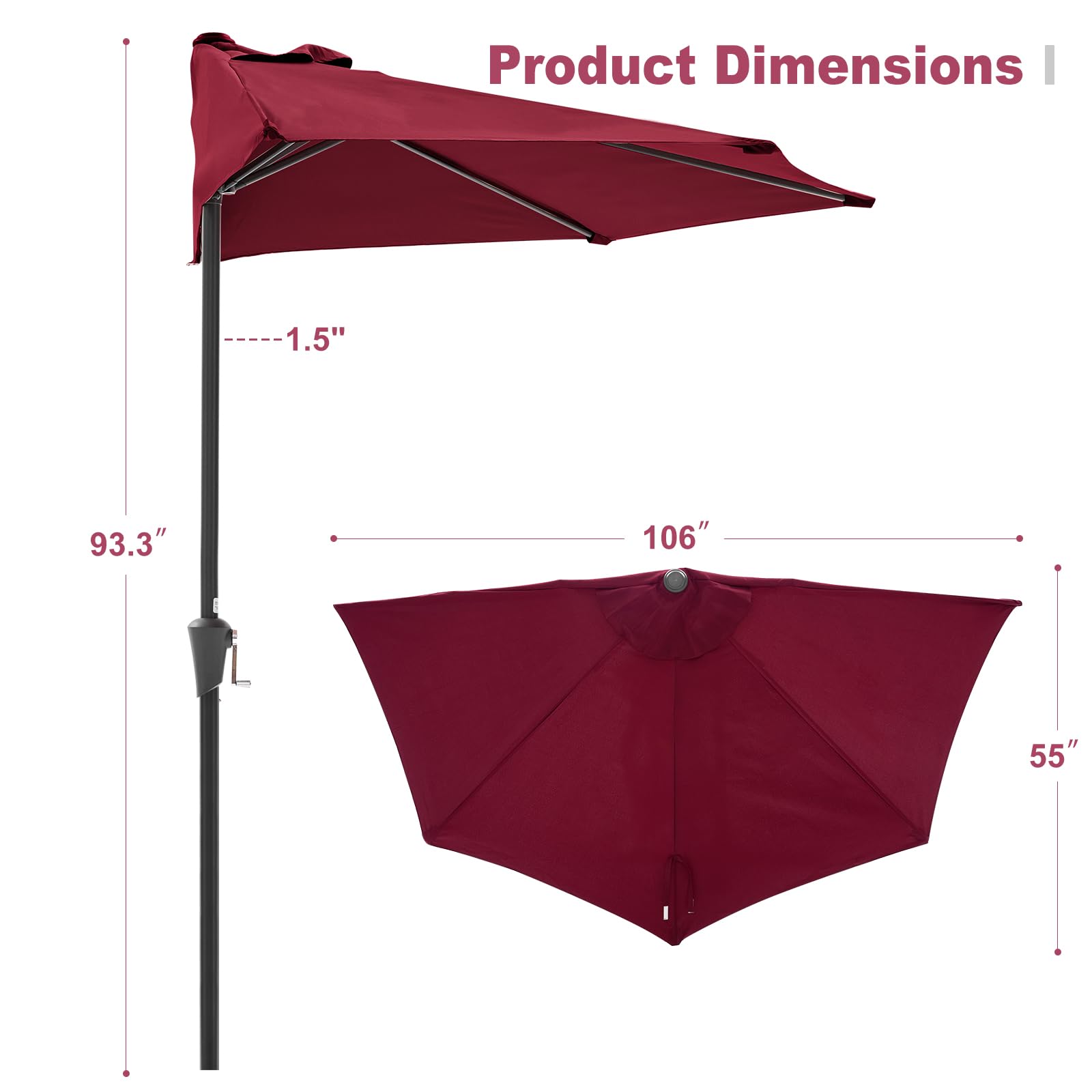 NEWBULIG vented canopy on red umbrella promotes airflow for cooler shade