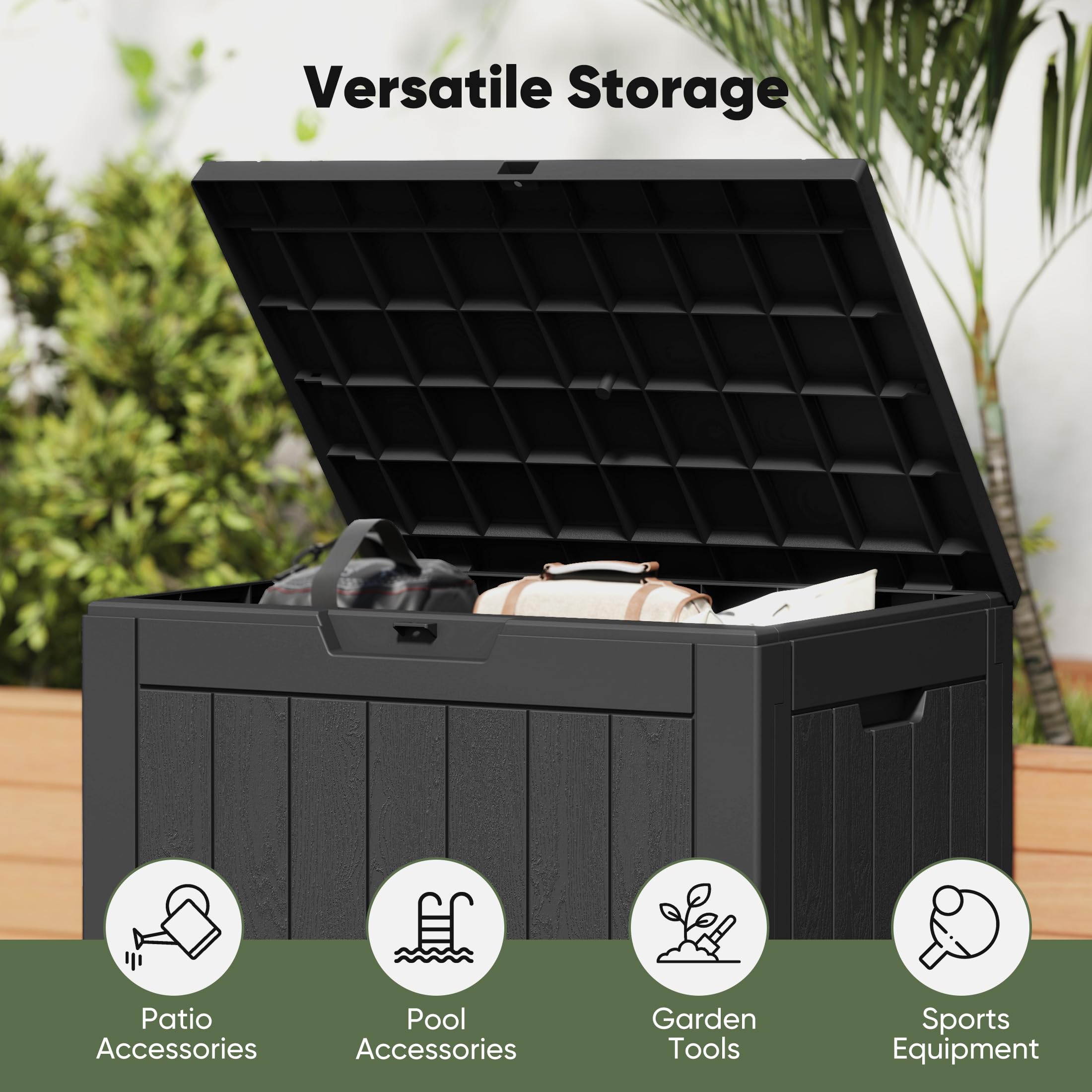 NEWBULIG weatherproof resin resists sun and rain.