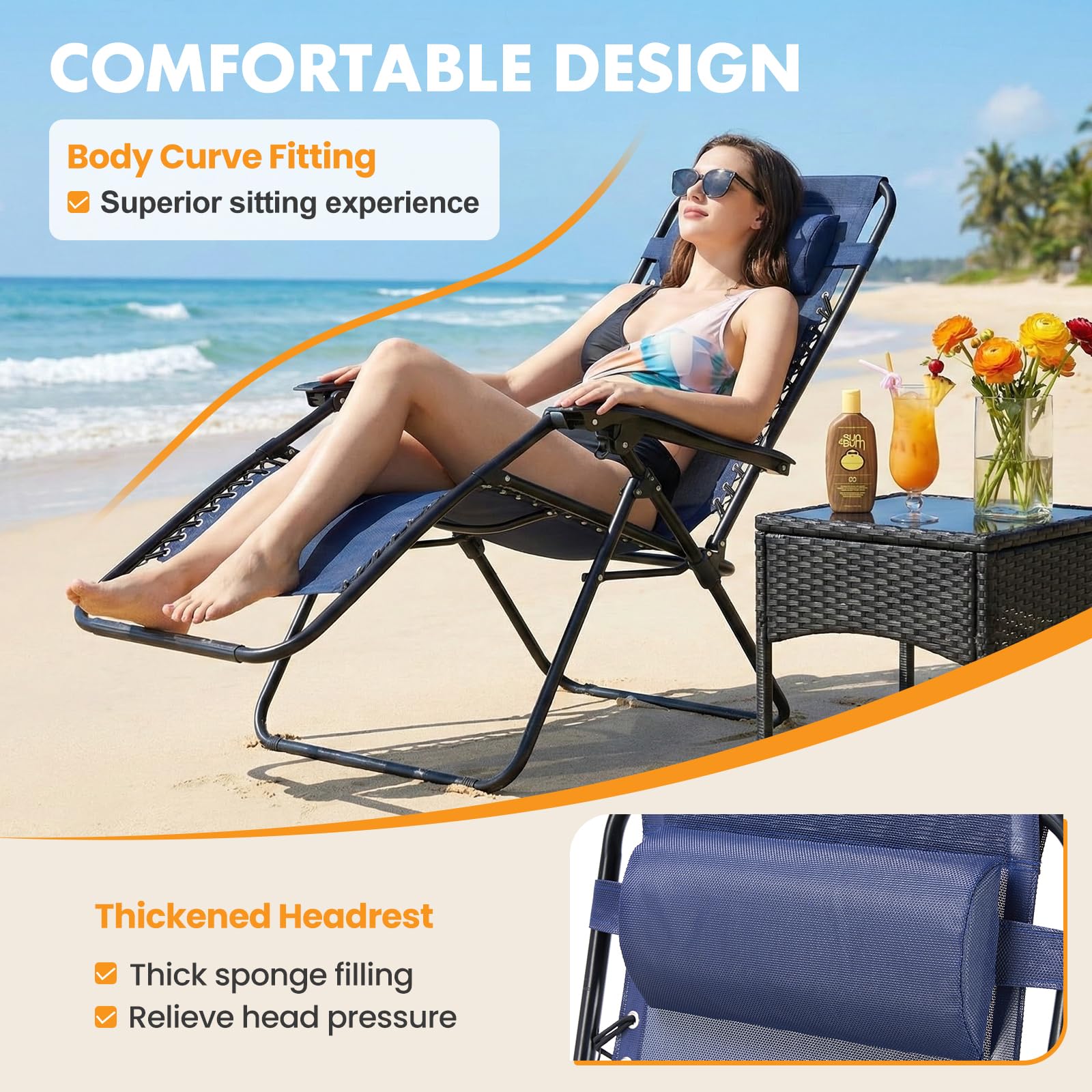 NEWBULIG adjustable headrest enables personalized comfort outdoors.