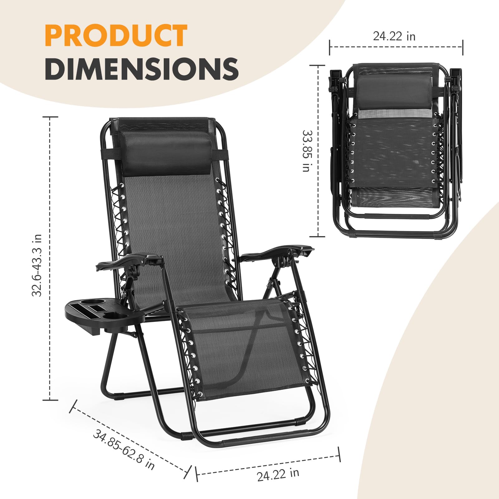 NEWBULIG Zero Gravity chair angle adjustable 0–160 degrees for personalized comfort