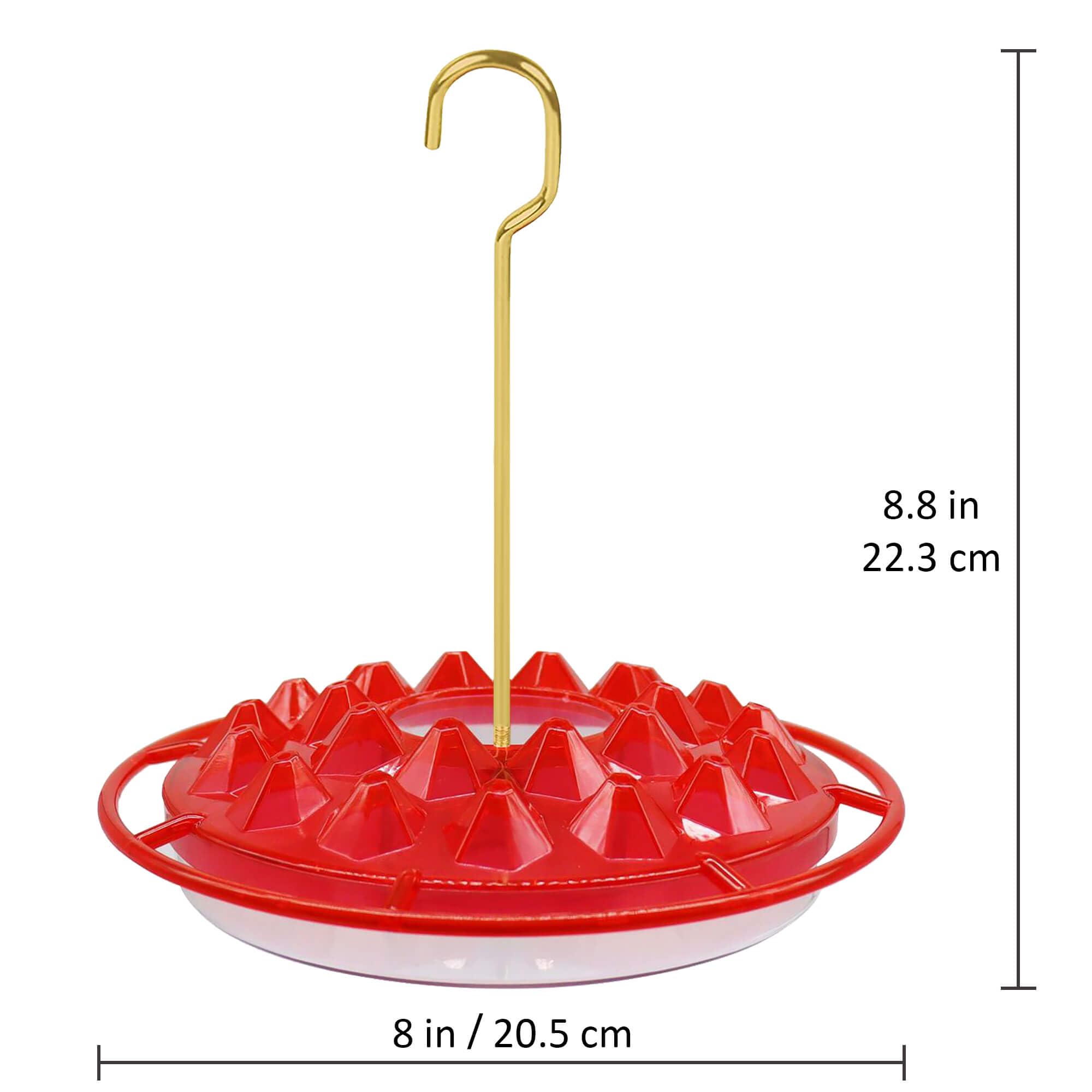 NEWCARLAB hummingbird feeder showing 25 feeding ports for multiple birds