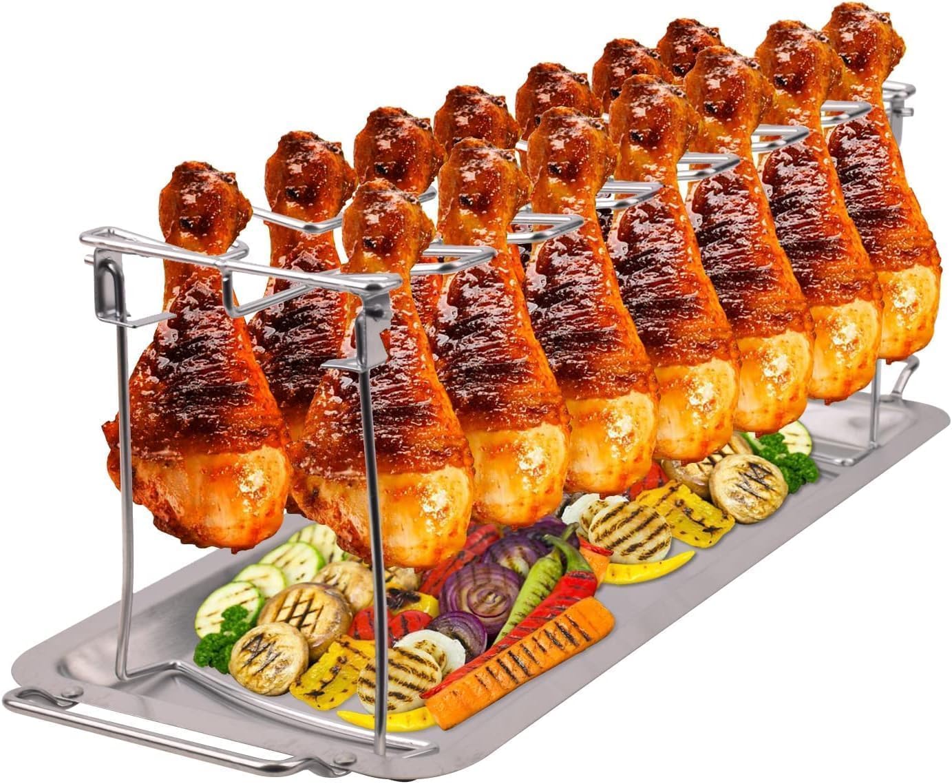 NEWCOMDIGI chicken leg rack on grill with 14-slot design for even cooking