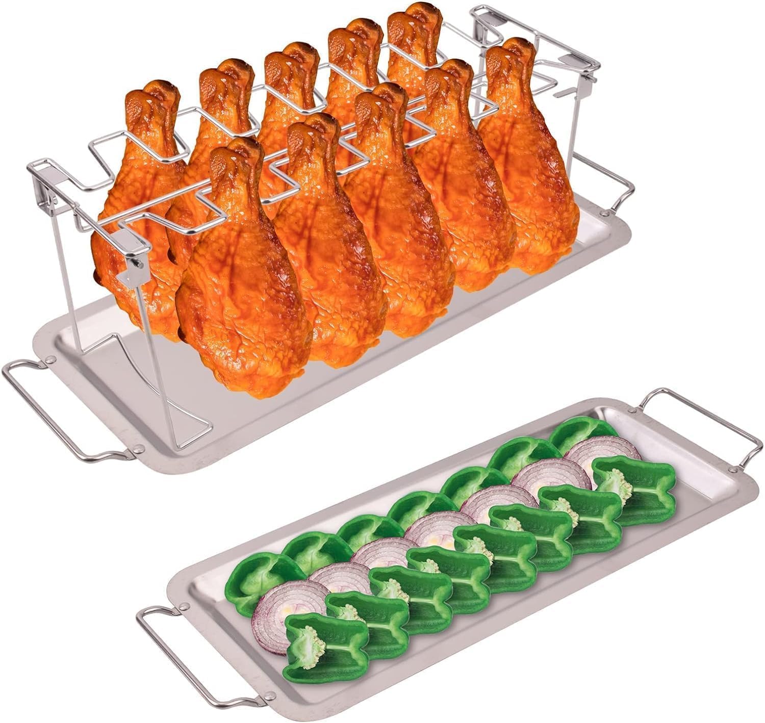 NEWCOMDIGI chicken leg rack with drip tray reduces splatter and mess