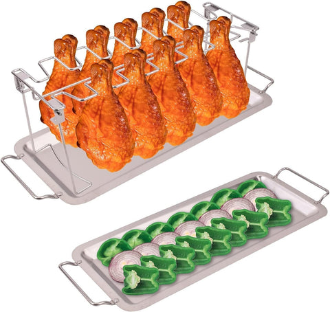 NEWCOMDIGI chicken leg rack with drip tray reduces splatter and mess