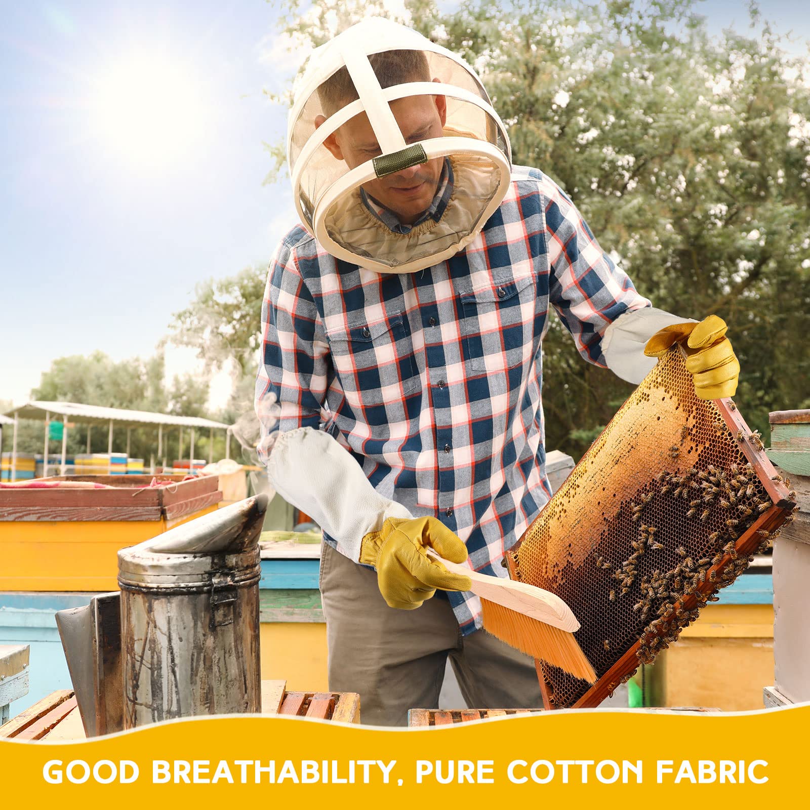 Newcotte packaged set includes gloves and hats for ready-to-use beekeeping gear