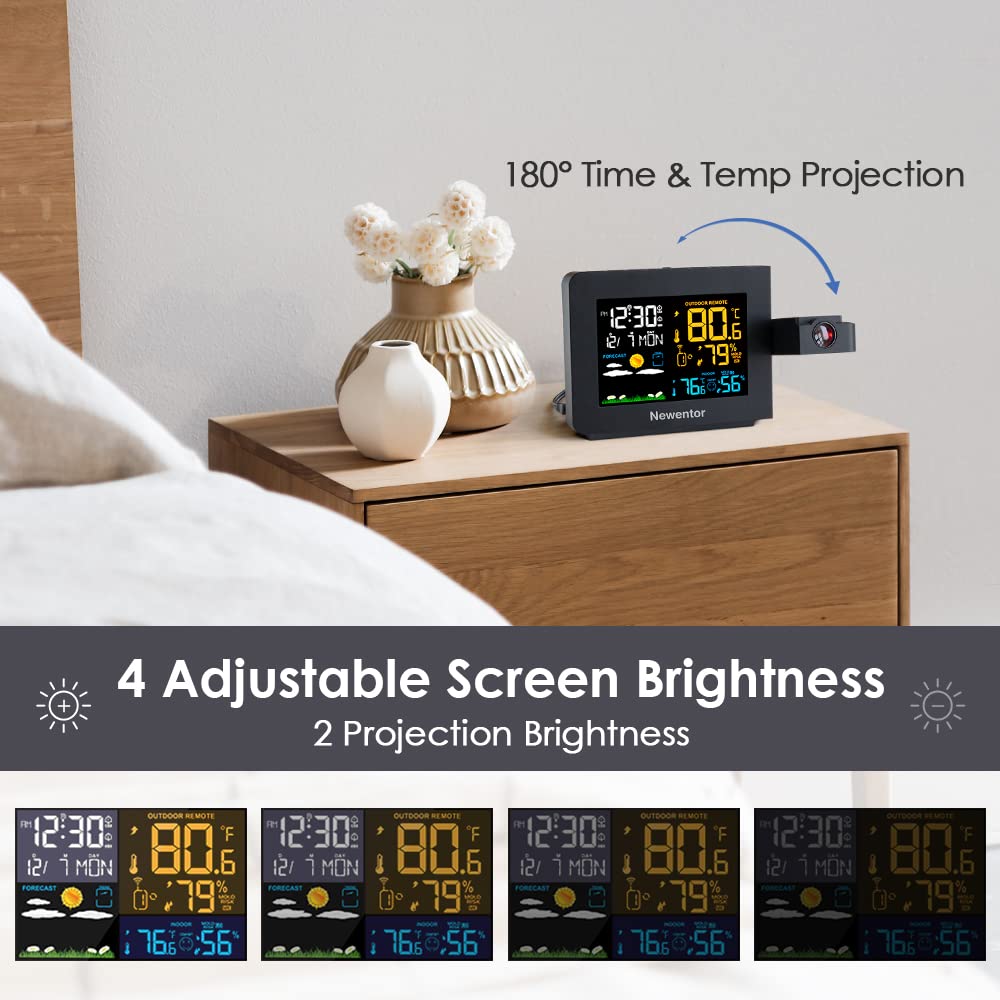 Newentor ceiling-projection clock softly lights the ceiling for easy checks in the dark.
