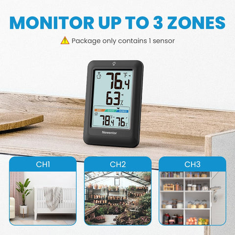 Newentor comfort indicator with hygrometer for indoor climate awareness.