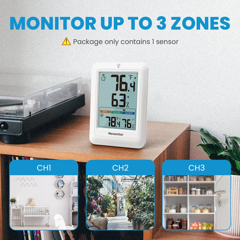 Newentor comfort indicator hygrometer highlights humidity balance for comfort.