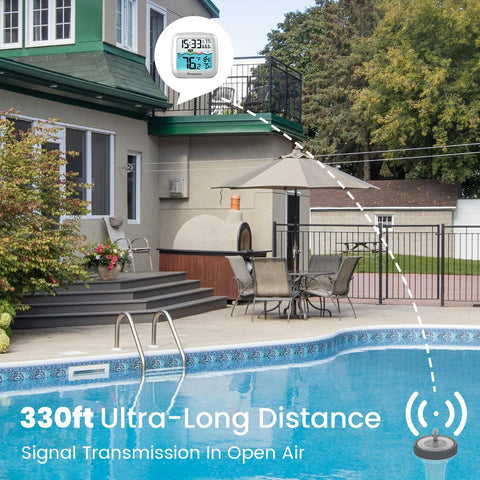 Newentor indoor-outdoor temperature humidity display includes clock for versatile monitoring.