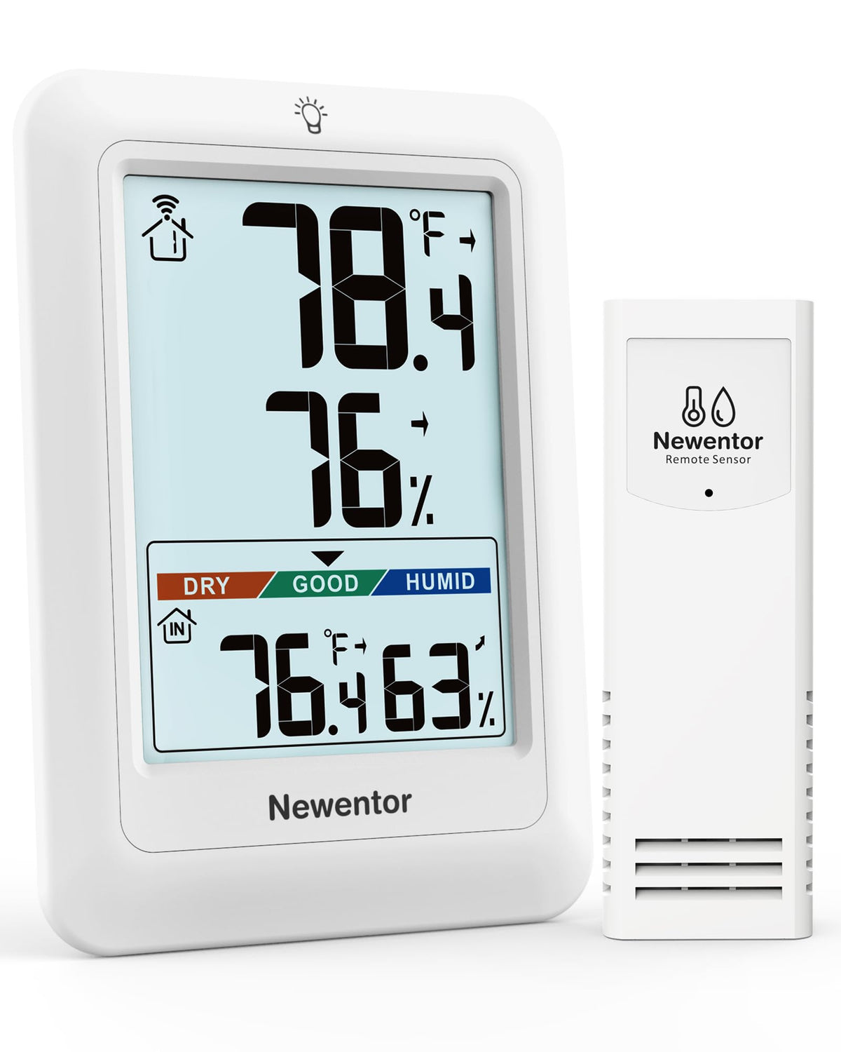 Newentor indoor outdoor thermometer unit display shows clear temperature at a glance.