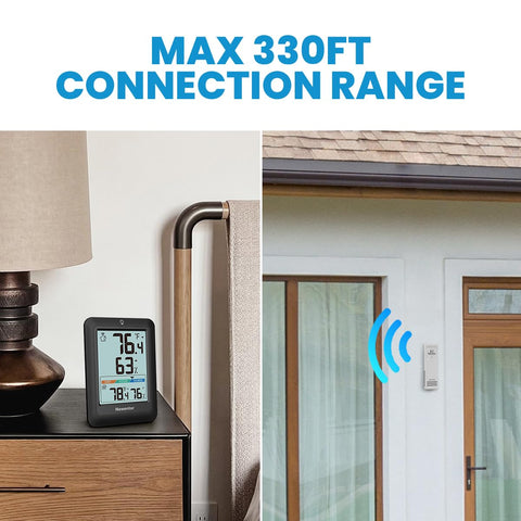 Newentor wireless outdoor sensor sends data to the main unit.