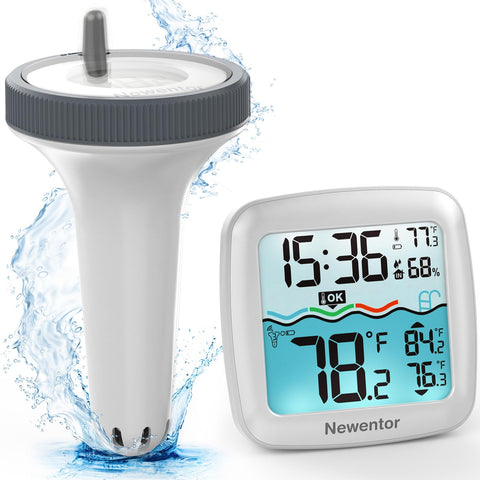 Newentor pool thermometer floating display shows water temp at a glance for quick checks.