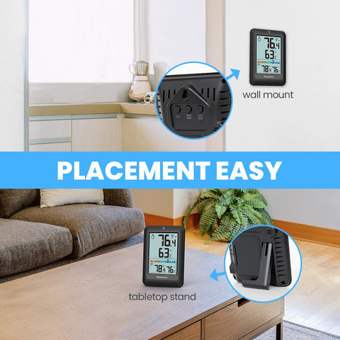 Sleek black Newentor weather station fits any space.