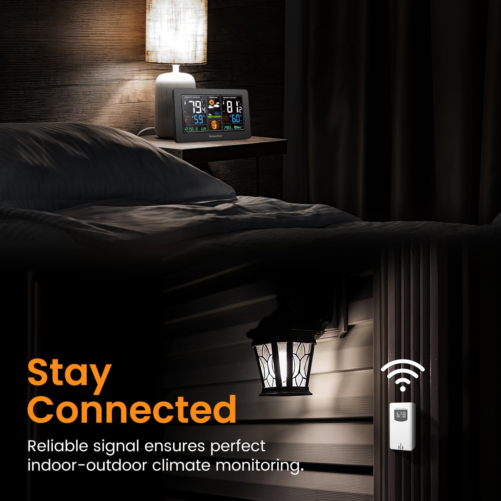 Newentor Weather Station adjustable backlight improves readability in any room