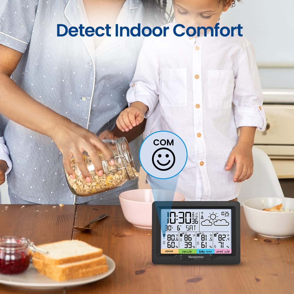 Newentor Weather Station backlight option improves visibility during nighttime checks.