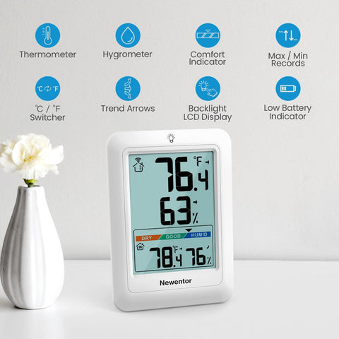 Newentor white weather station complements patios with a clean design.