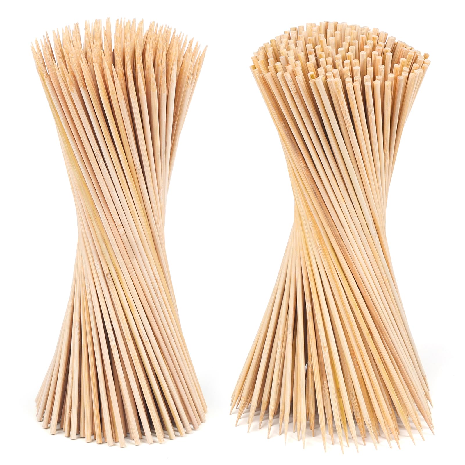 Newflager 12in bamboo skewers with pointed tips for easy piercing and even grilling.