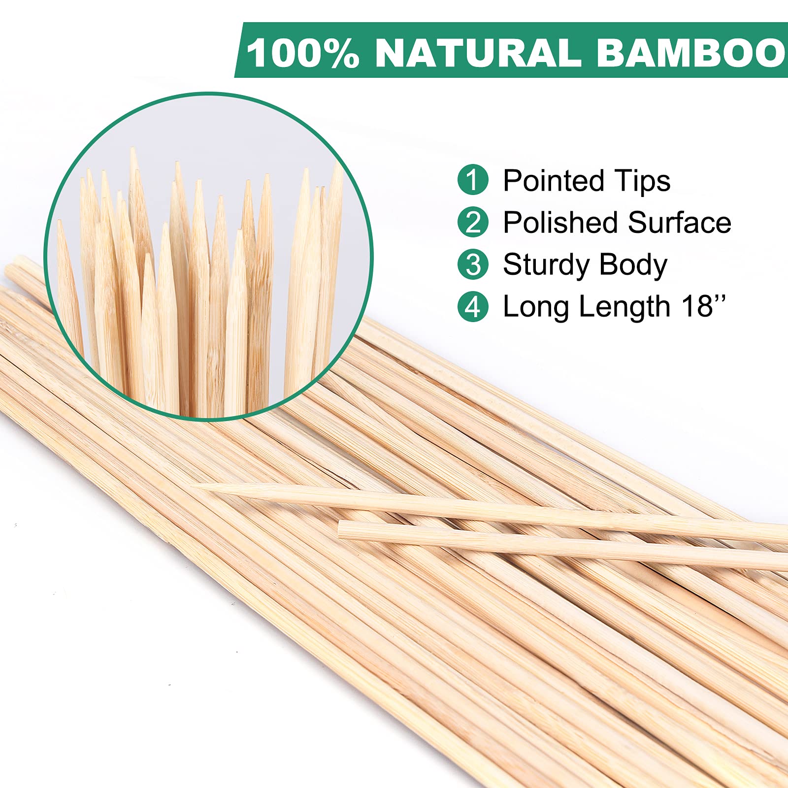 Newflager bamboo-stake-pointed-tip enables easy, clean insertion.
