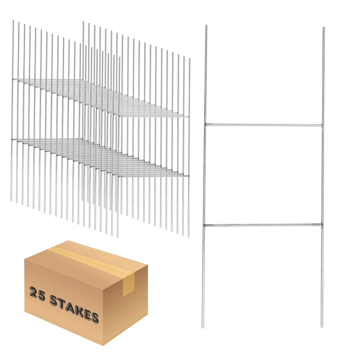Newflager H-Stakes 17in side view shows durable galvanized steel for reliable yard signs.