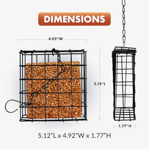 Newhouse Pet weatherproof metal cage protects suet from rain and rust.