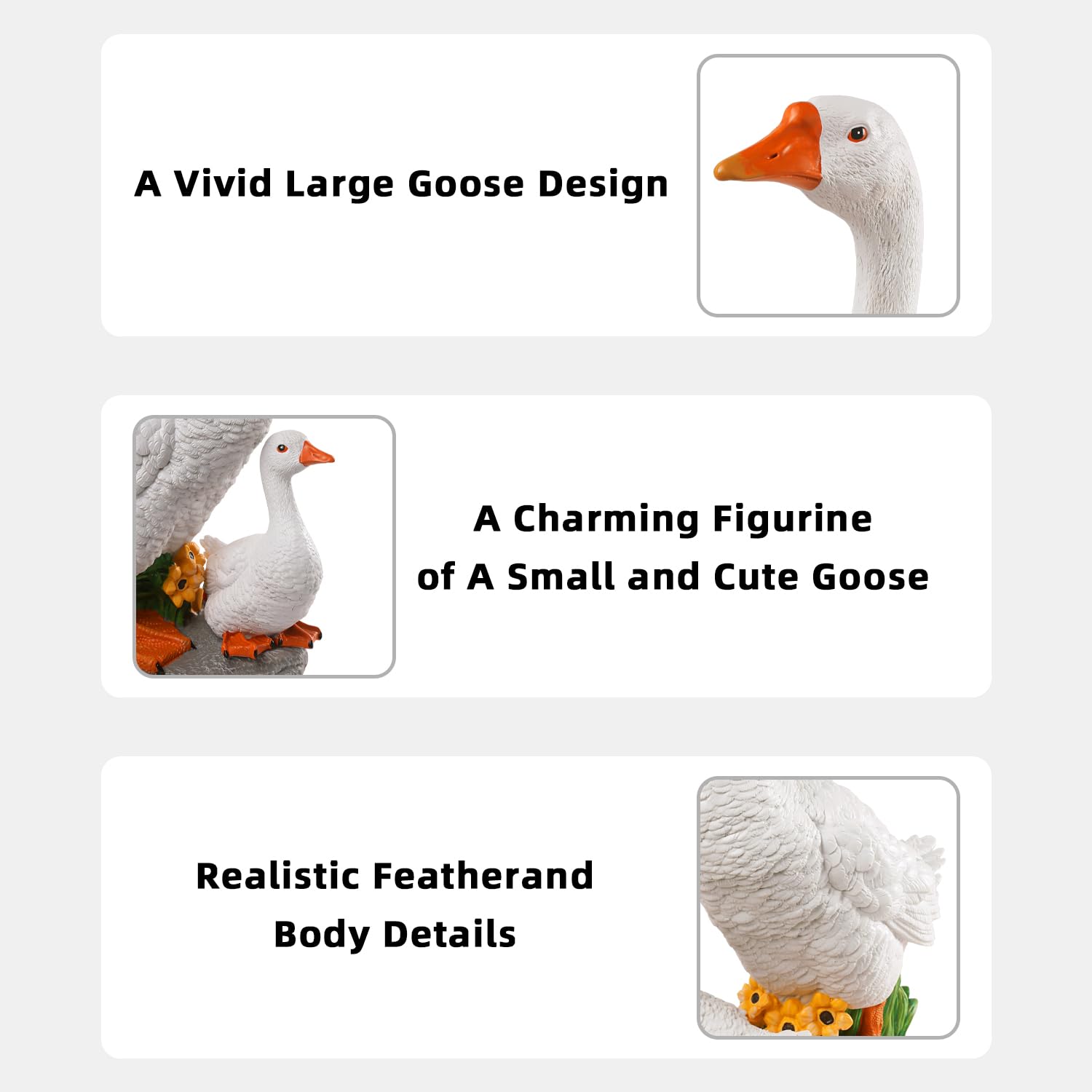 Newinhome goose statues for shelf or fireplace decor