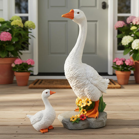 Newinhome Porch Goose big statue stands 20 inches tall for outdoor curb appeal