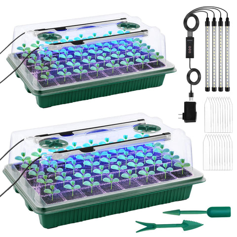 NEWKITS 2-pack starter tray with grow light supports indoor seed germination.