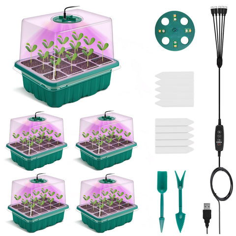 NEWKITS seed starter tray with LED grow light for uniform germination